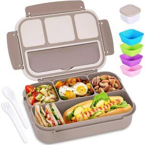 Bento Lunch Box Leakproof 4 Compartment Food Container with Utensils for Adults